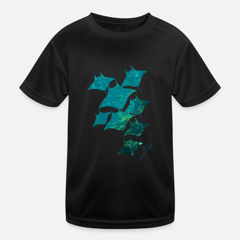 Rochen Wildlife - Kinder Funktions-T-Shirt - Schwarz