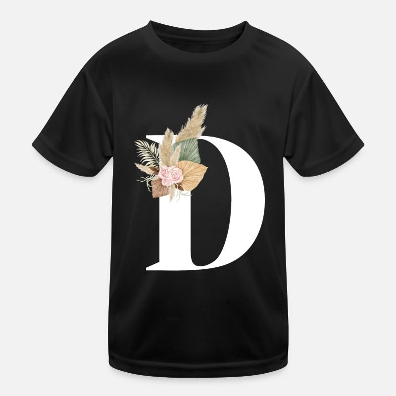 blumiger Buchstabe D Kinder Funktions-T-Shirt