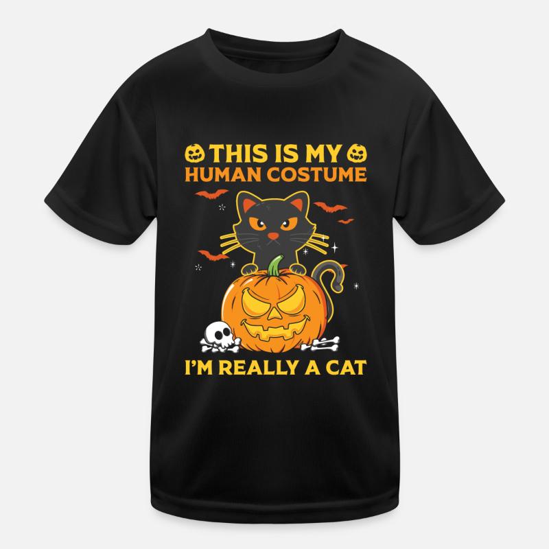 Halloween Cat Witch Kids Functional T-Shirt