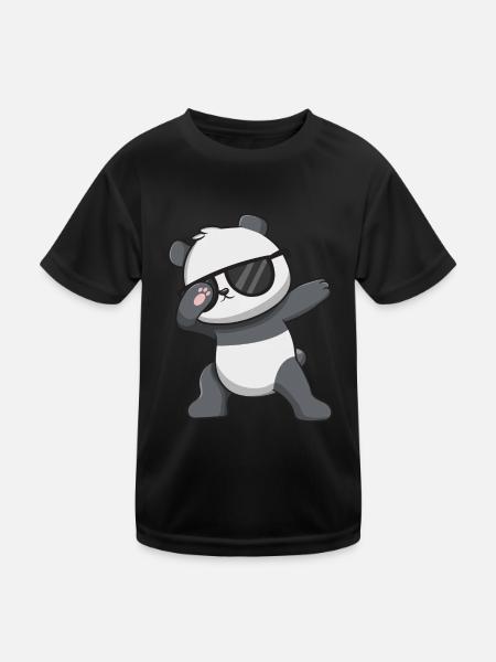 Panda Sonnenbrille - Kinder Funktions-T-Shirt - Schwarz - Vorne