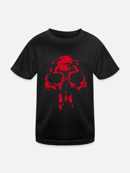 Skull - Neanderthal RED - Kids Functional T-Shirt - black - Front