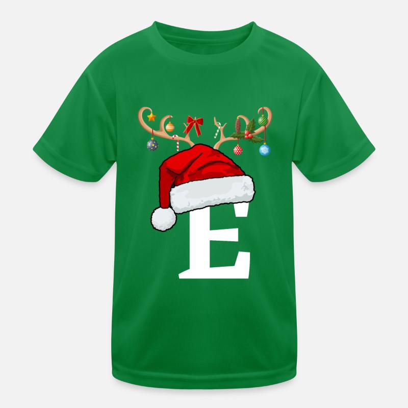Lettre E bonnet de Noël T-shirt sport Enfant