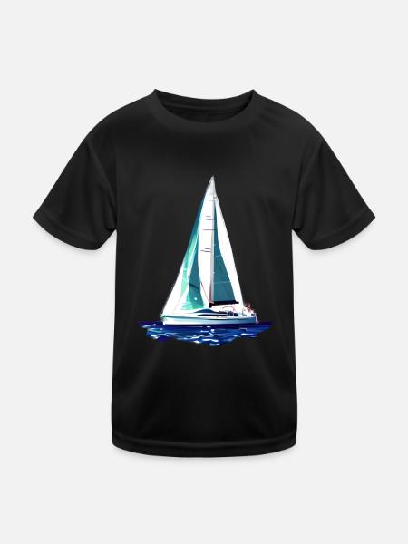 Sailing Sailboat Sailing Sailing Sailing Ship - Kids Functional T-Shirt - black - Front