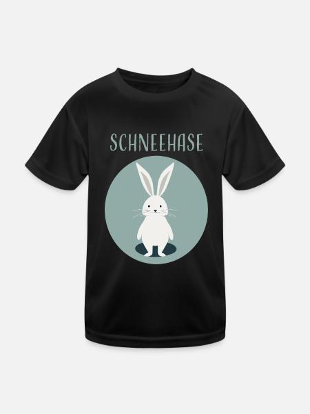Schneehase - Kinder Funktions-T-Shirt - Schwarz