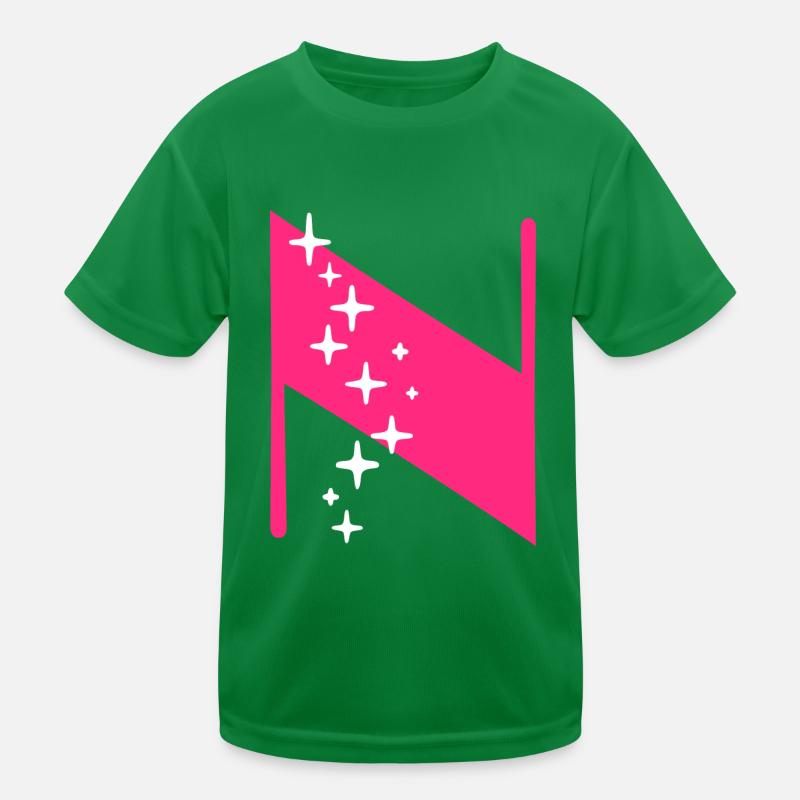 Buchstabe N Glitzer Kinder Funktions-T-Shirt