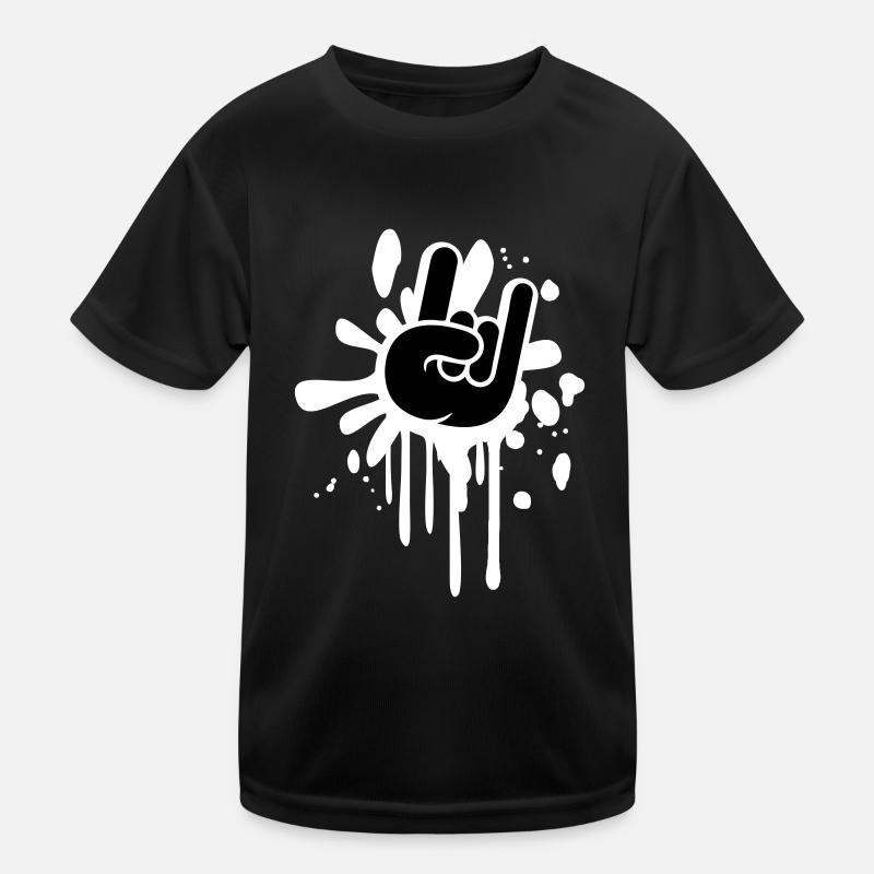 Heavy Metal Hard Rock Graffiti Hörner Handgeste Kinder Funktions-T-Shirt