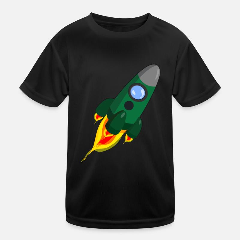 Rakete - Kinder Funktions-T-Shirt - Schwarz