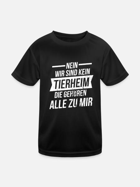Kein Tierheim - die gehören alle zu mir | Mehrhund - Kinder Funktions-T-Shirt - Schwarz - Vorne