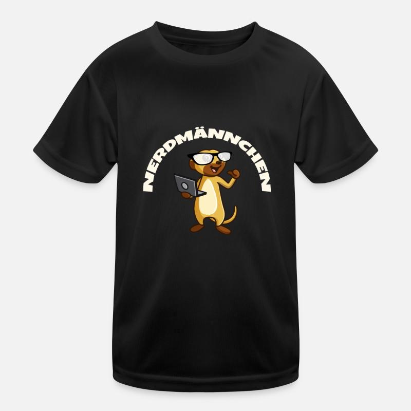Nerd Erdmännchen mit Brille und Notebook Geschenk Kinder Funktions-T-Shirt