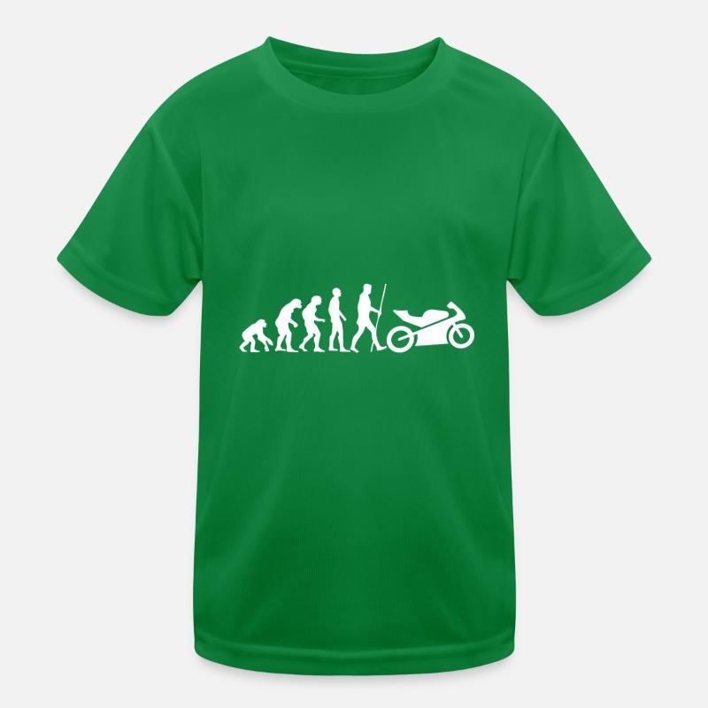 Die Evolution der Menschheit ist das Motorrad Kinder Funktions-T-Shirt