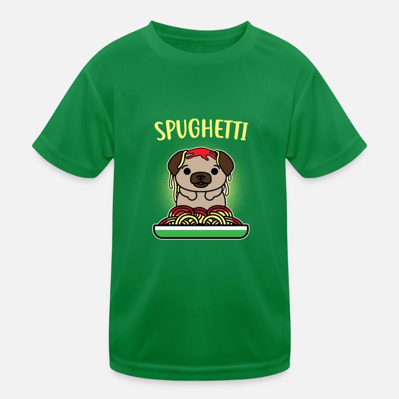 Mops Spaghetti / Geschenk Kinder Funktions-T-Shirt