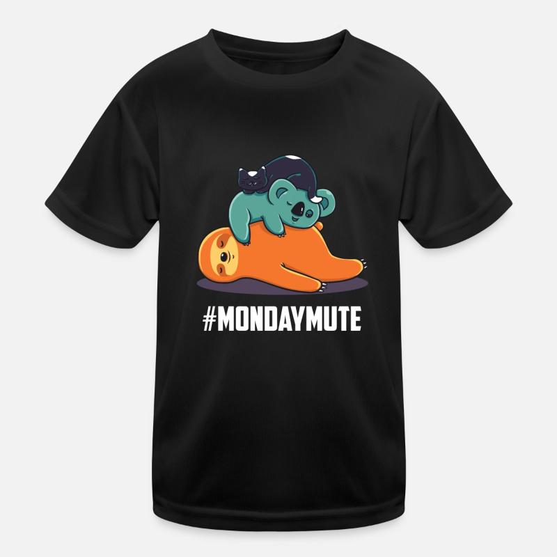 Lazy sloth koala funny gift monday - Kids Functional T-Shirt - black