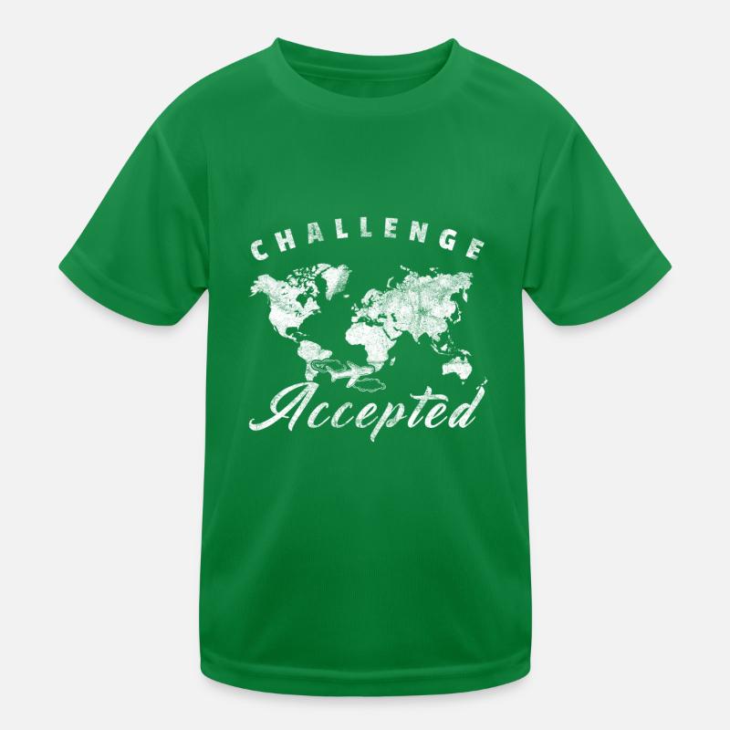 Challenge Accepted Gift World Map World Tour Kids Functional T-Shirt