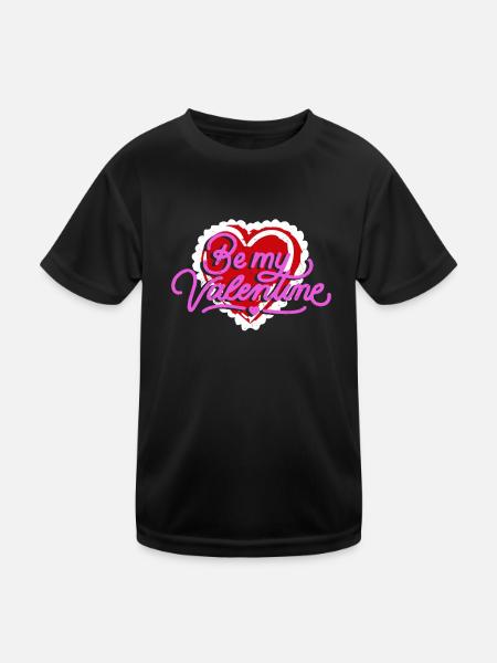 Magasin Be My Valentine coeur rouge Conception cadeau - T-shirt sport Enfant - noir - Devant