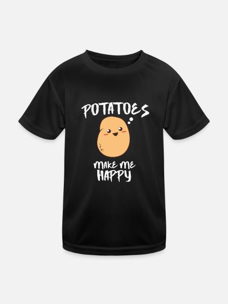 Potatoes make me happy! Cooles Kartoffelmotiv - Funktionsshirt til børn - sort