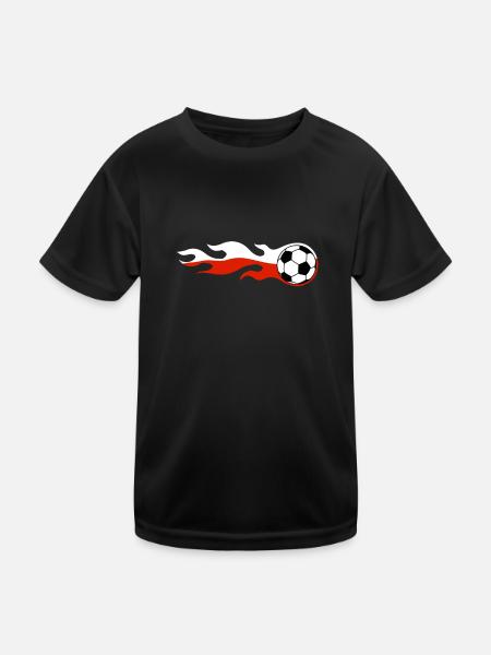 Poland Polska Football Flag Fire Fan Polish - Kids Functional T-Shirt - black