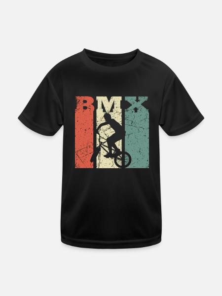 BMX Kinder Shirt Vintage Retro Hobby Fahrrad MTB - Kinder Funktions-T-Shirt - Schwarz - Vorne