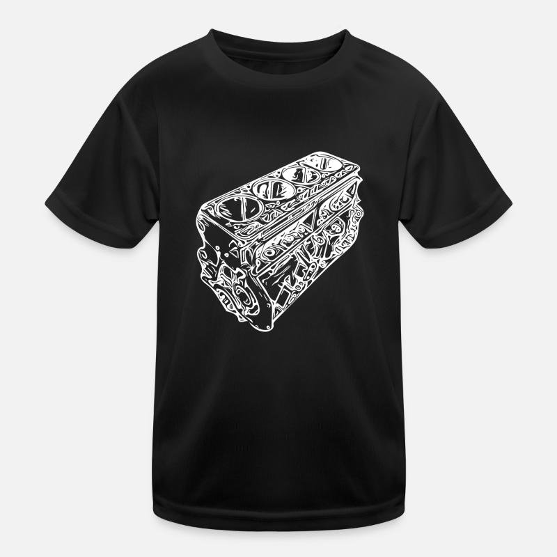 Auto Engine Block Cylinder Displacement Fan Kids Functional T-Shirt