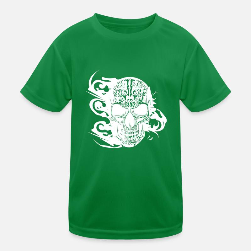 Brennender grinsender Tattoo Schädel Kinder Funktions-T-Shirt