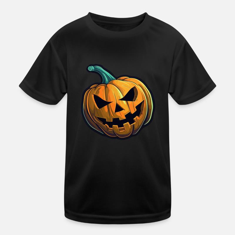 Grusliger Halloween Kürbis mit schaurigem Blick Kinder Funktions-T-Shirt