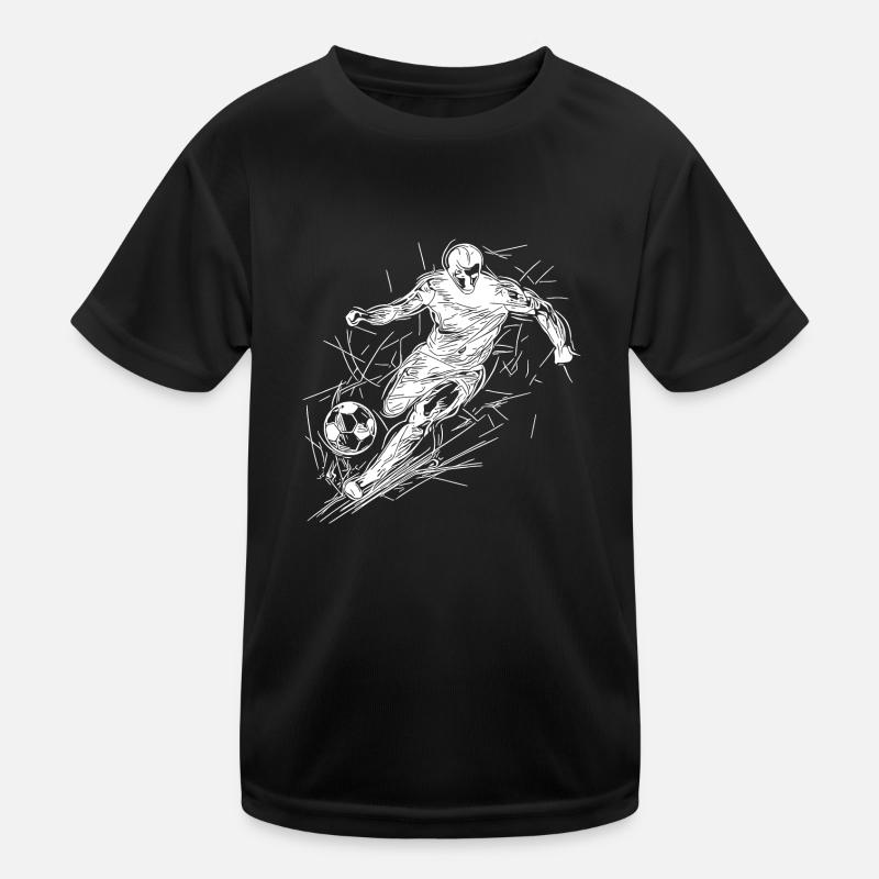 Running soccer striker with ball Kids Functional T-Shirt
