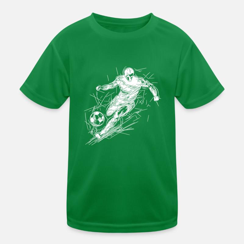 Running soccer striker with ball Kids Functional T-Shirt