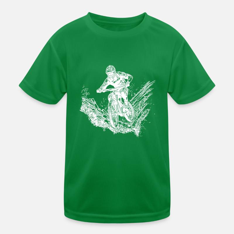 Mountainbiker Radfahrer Schlamm Wald Abfahrt Kinder Funktions-T-Shirt