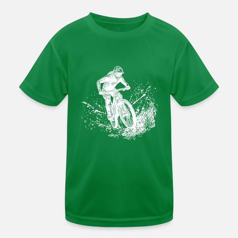 Mountain Biker Mud Splash Downhill Kids Functional T-Shirt