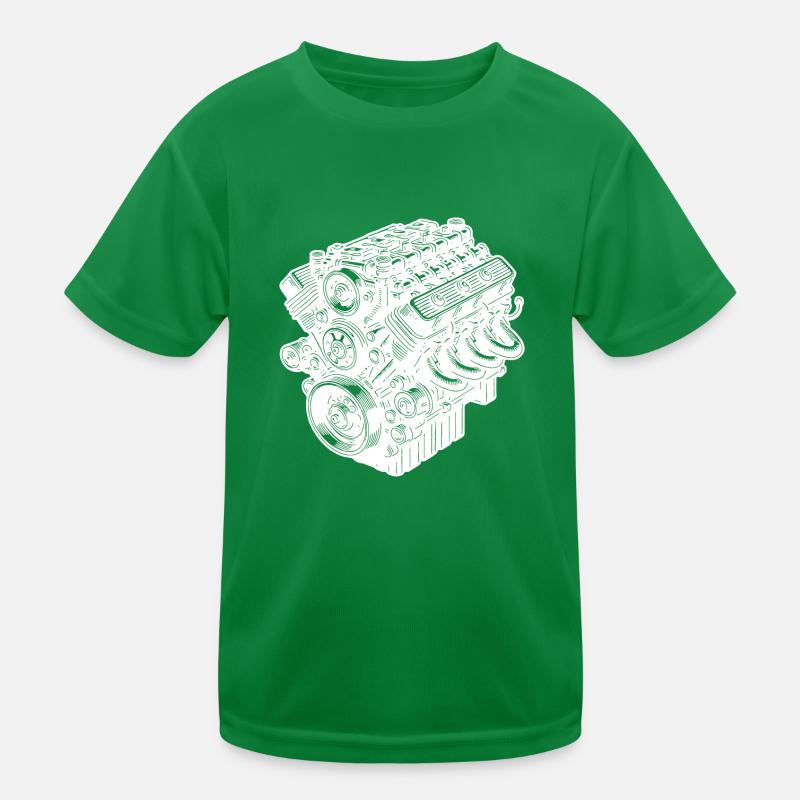Engine Block Cylinder Fan Displacement Engine Kids Functional T-Shirt