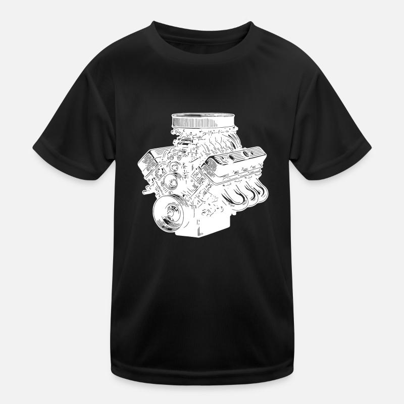 Mechanic Fan Engine Block Cylinder Displacement Engine Kids Functional T-Shirt