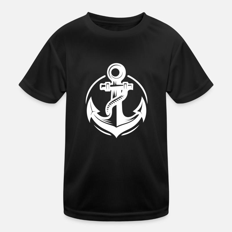 Old wet anchor with thick rope Kids Functional T-Shirt