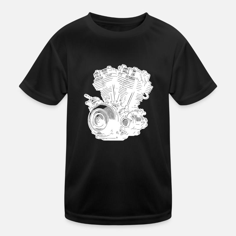 Motorcycle Engine Block Cylinder Fan Displacement Engine Kids Functional T-Shirt