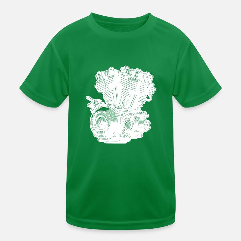 Motorcycle Engine Block Cylinder Fan Displacement Engine Kids Functional T-Shirt