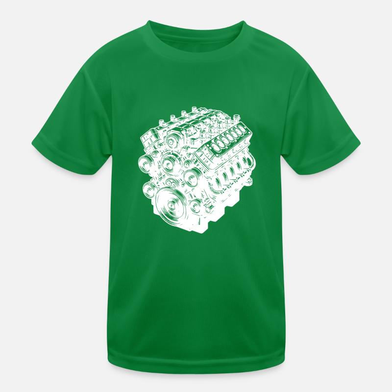 Engine Block Cylinder Displacement Fan Engine Kids Functional T-Shirt