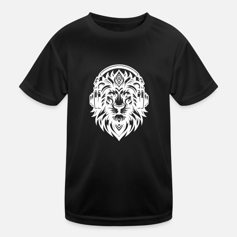 Grimmiger Löwe mit Kopfhörer Kinder Funktions-T-Shirt