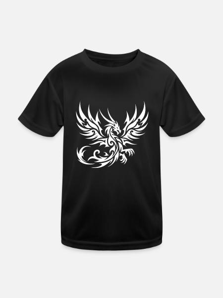 Wild Tattoo Tribal Dragon with Wings - Kids Functional T-Shirt - black - Front