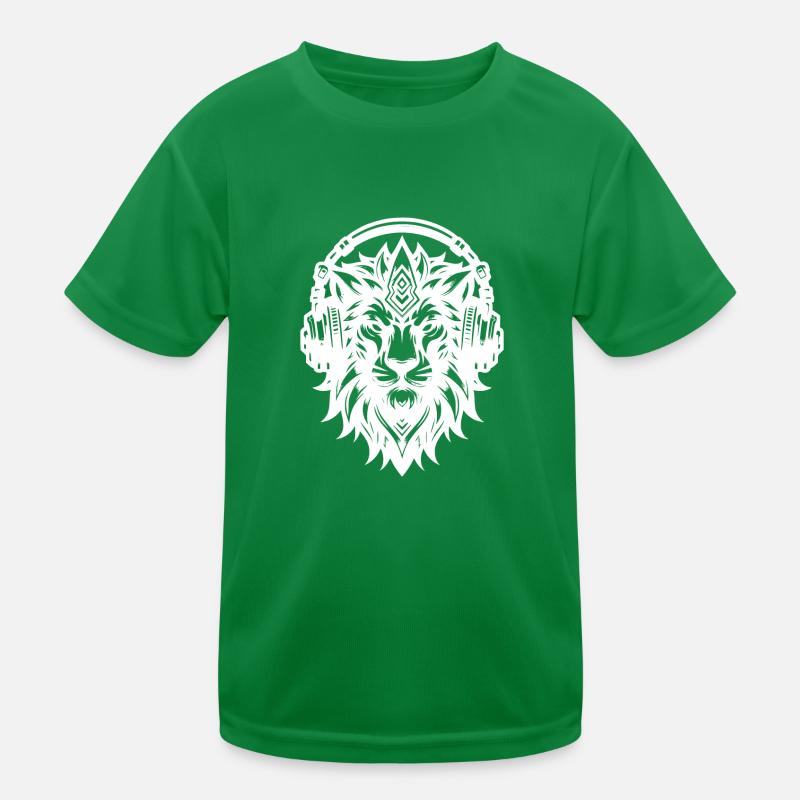 Tête de lion tribal avec écouteurs T-shirt sport Enfant