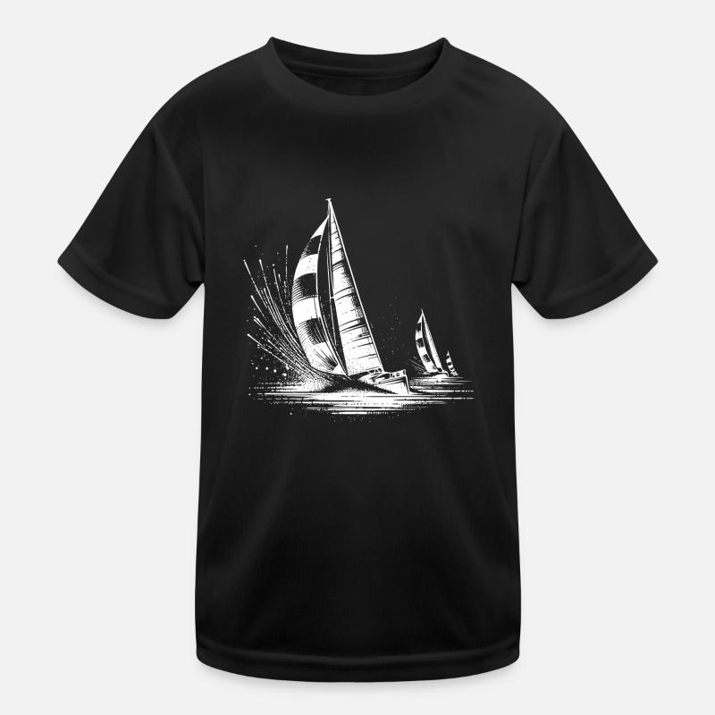 Des voiliers de régate dans le vent et les vagues T-shirt sport Enfant