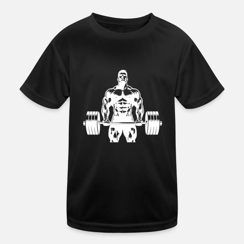 Ambitionierter ehrgeiziger Athlet mit Langhantel Kinder Funktions-T-Shirt