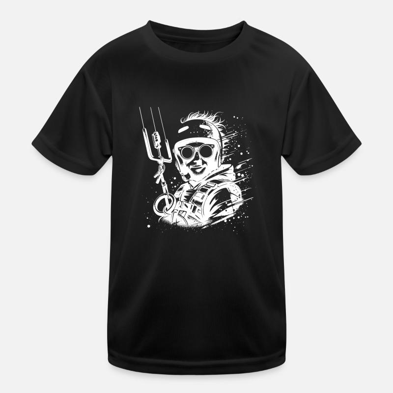 Cool kite surfer man wind surfing in the sky Kids Functional T-Shirt