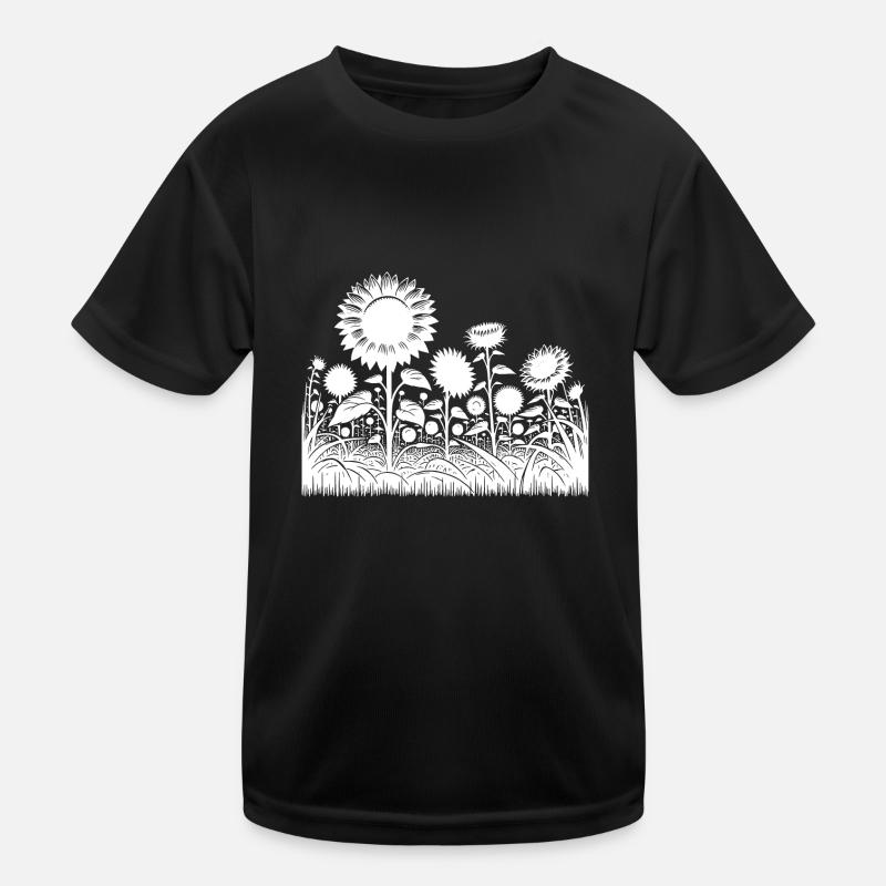 Sonnenblumen auf einem großen Feld Kinder Funktions-T-Shirt