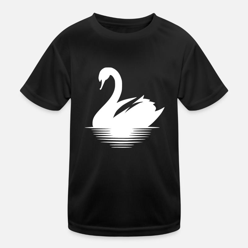 Large Waterfowl Swan Portrait Kids Functional T-Shirt