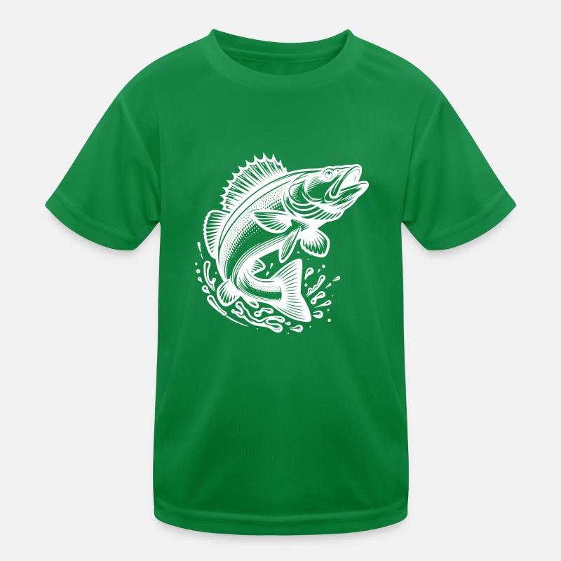 Jumping Zander Fish Kids Functional T-Shirt
