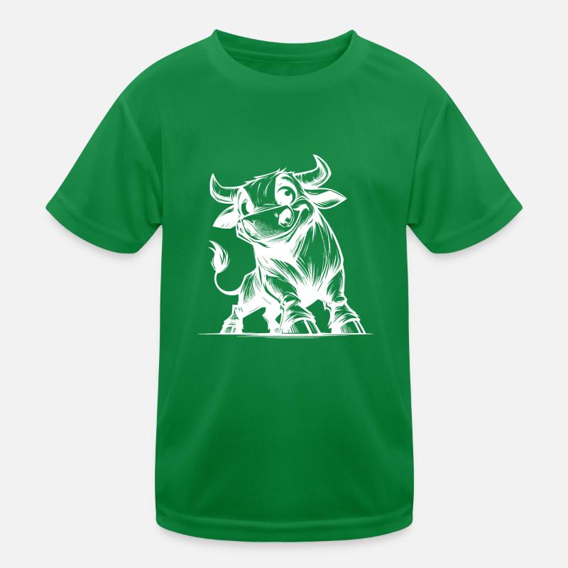 Drôle de taureau crayon avec d’énormes cornes T-shirt sport Enfant