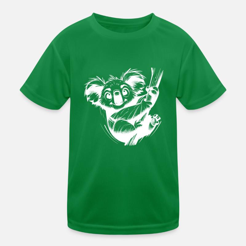 Australia Pencil Drawing Koala on Tree Branch Kids Functional T-Shirt