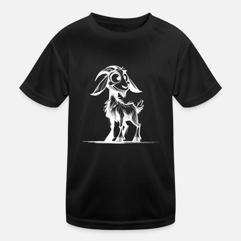Grinning Goat Pencil Sketch Drawing Kids Functional T-Shirt