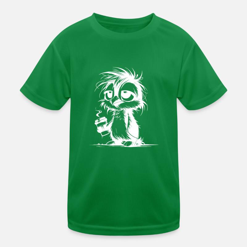 Pingouin fatigué ébouriffé avec tasse à café T-shirt sport Enfant