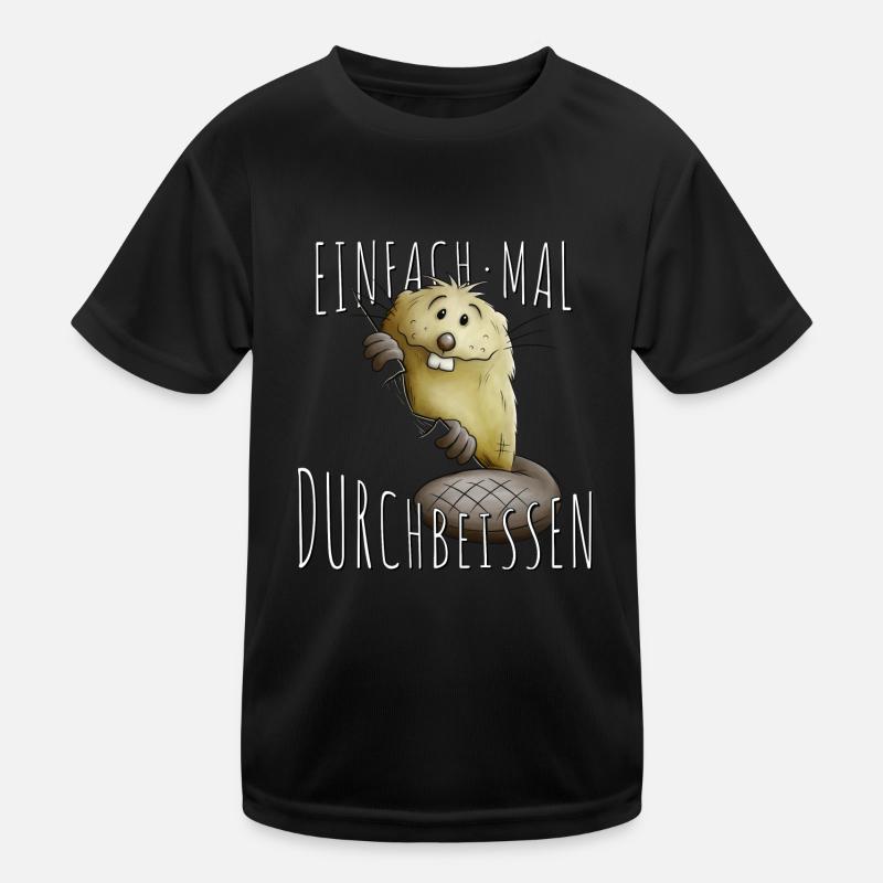 Einfach mal Durchbeissen Lebensweisheit Biber Kinder Funktions-T-Shirt