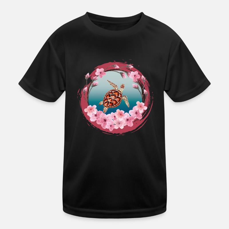 Turtle_Cherry-Fleur - T-shirt sport Enfant - noir