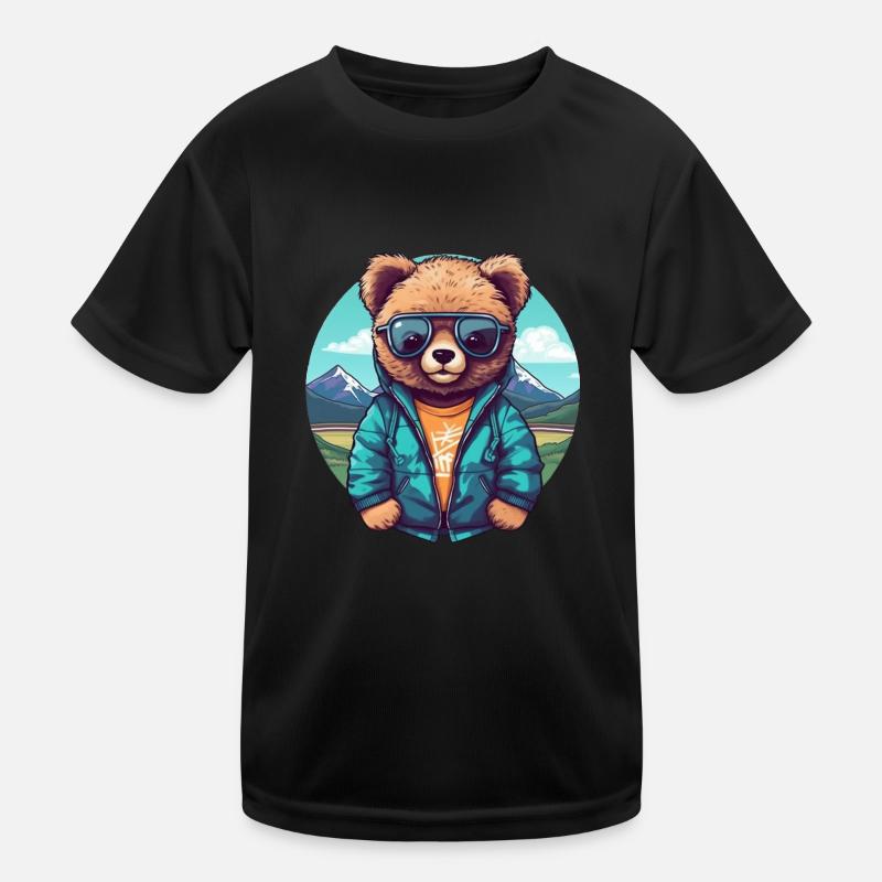 Cooler Bär - Kinder Funktions-T-Shirt - Schwarz